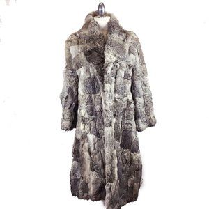 Vintage 1970s-80s Full Length Grey Rabbit Fur Coat